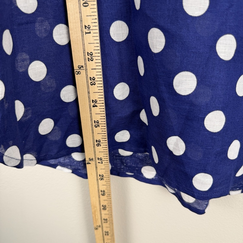 Hester & Orchard Blouse Women's Large Navy White Polka Dot 3/4 Sleeve Pullover - Picture 13 of 15